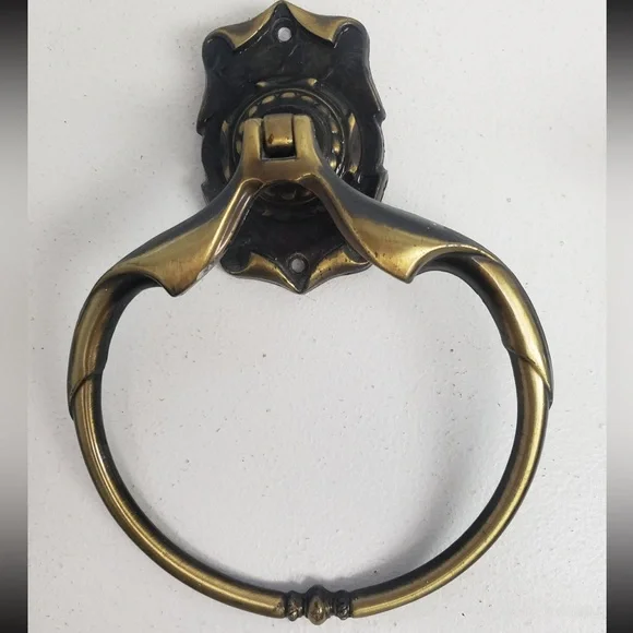 Vintage 1972 Amerock Towel Ring • retro brass bathroom decor • wall • kitchen - Picture 4 of 12